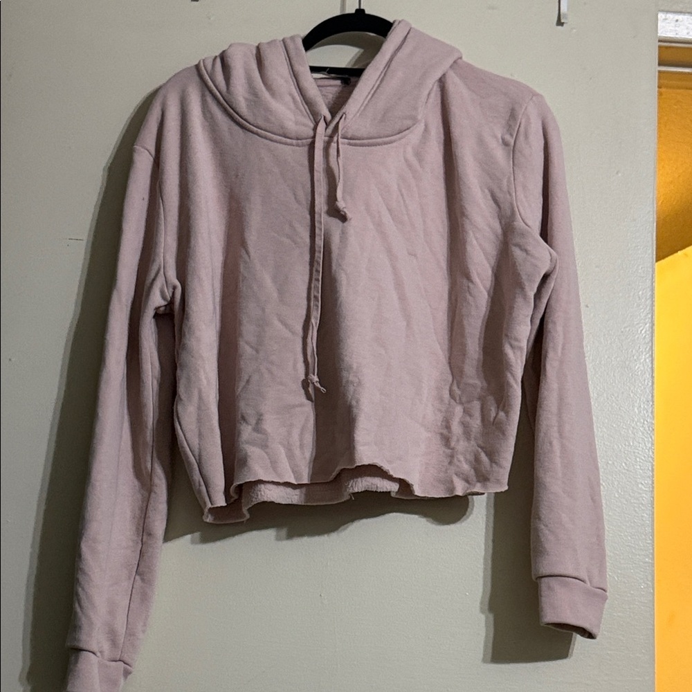 Brandy Melville Light Pink Cropped Hoodie